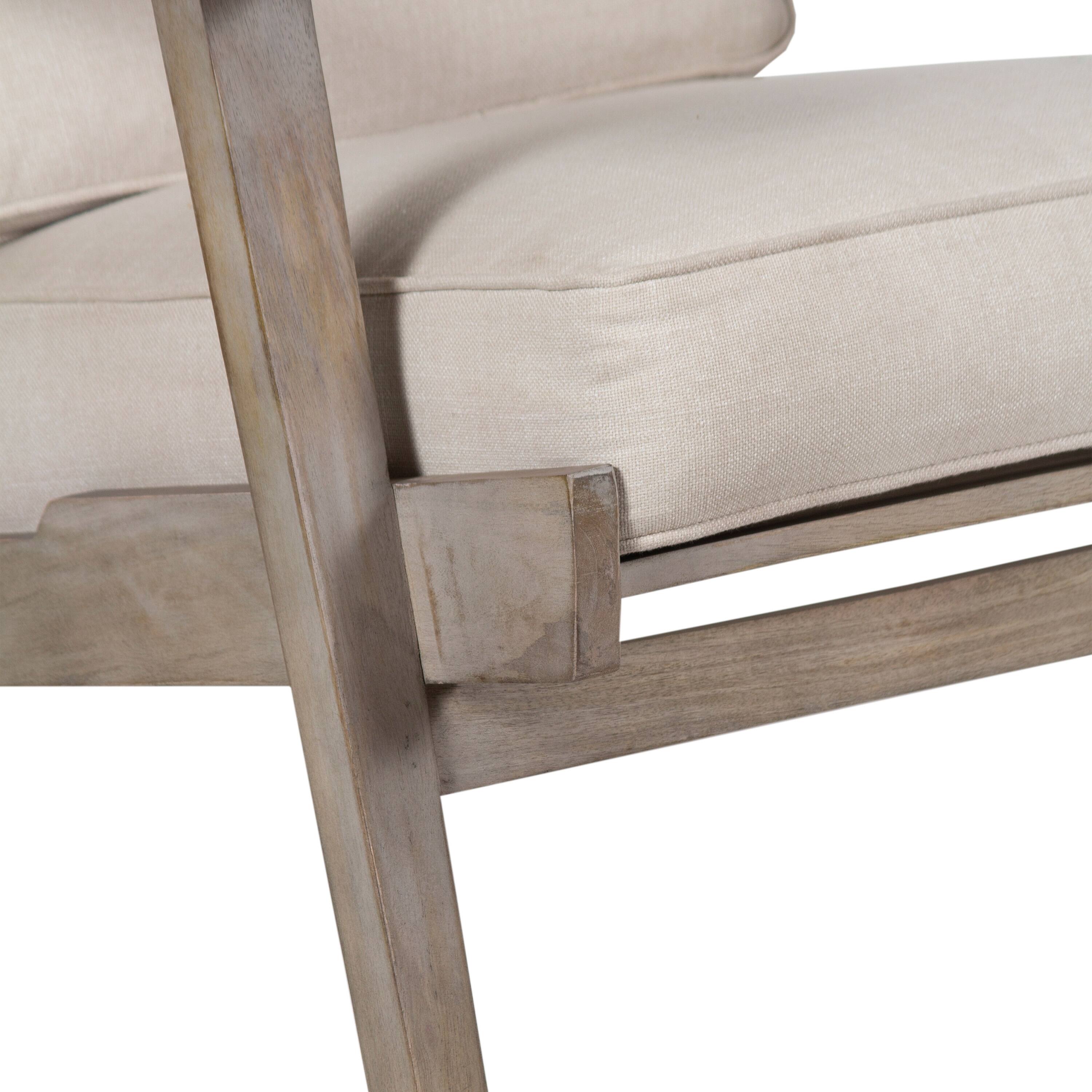 Alt View 4. Manhattan Lane - Amber Accent Chair, Beige Fabric Cushions, Angled Legs - Washed Gray, Beige.