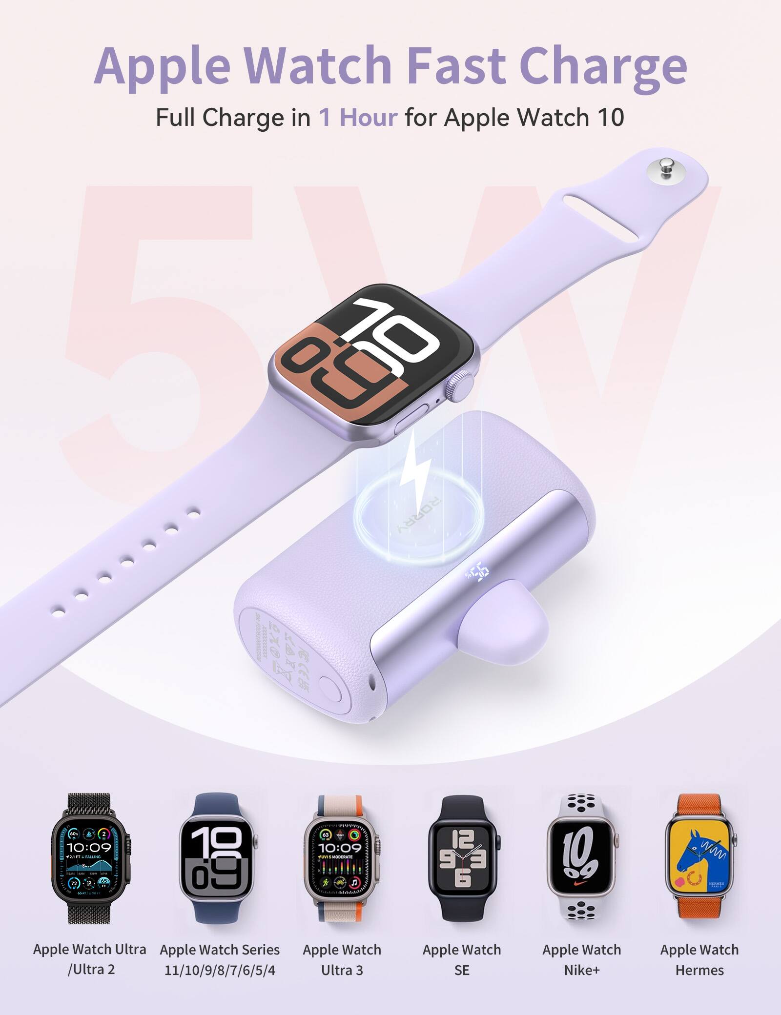 Apple Watch Fast Charge Full Charge in 1 Hour for Apple Watch 10 5K 69 RORRY 56 1111553993

40g 2 10:09 COLOR LENCERNED - - M 72

10 69

10:09 TOW.LOUSHICRATE

12 9 3 6

U

WW |

Apple Watch Ultra Apple Watch Series Apple Watch /Ultra 2 11/10/9/8/7/6/5/4 Ultra 3

Apple Watch SE

Apple Watch Nike+

Apple Watch Hermes