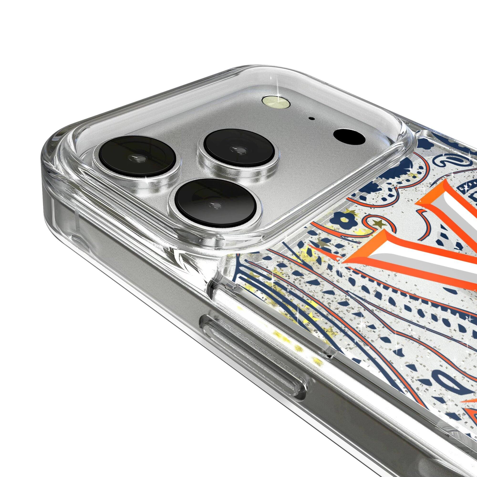 Alt View 2. Keyscaper - Virginia Cavaliers iPhone Glitter Paisley Design Case - 13 Pro Max - Multicolor.