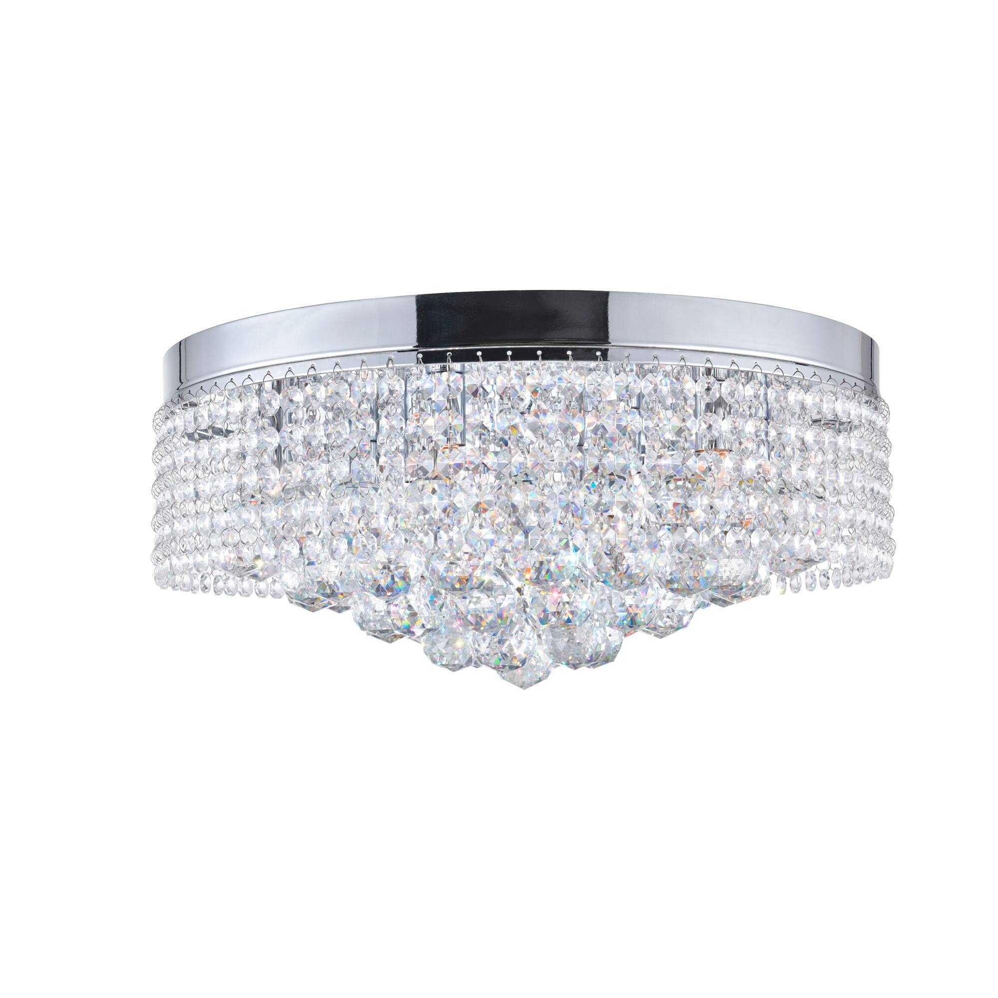 Angle. CWI Lighting - Cascade 8 Light Drum Shade Flush Mount With Chrome Finish - Chrome.