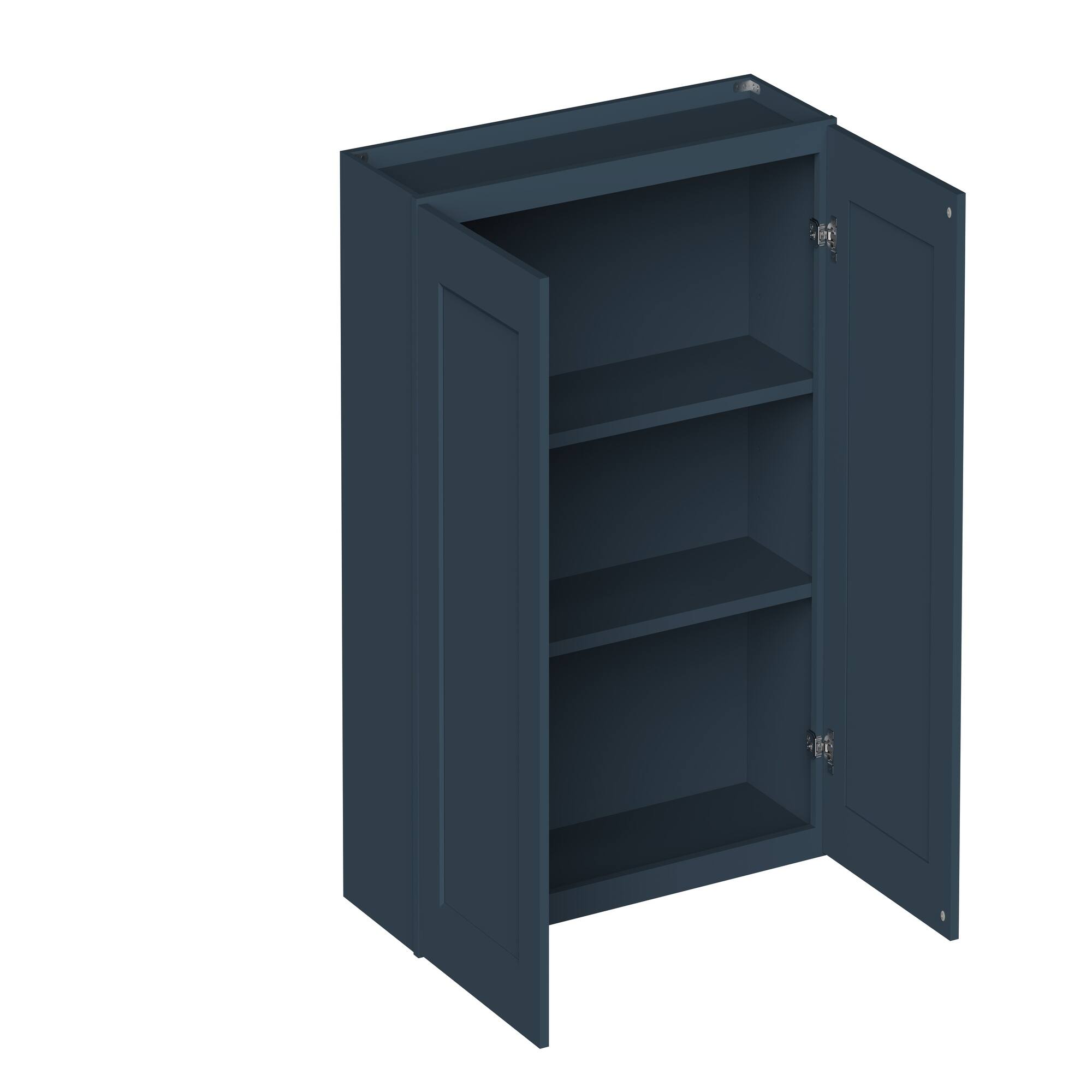 Front. Boyel Living - 36-in W x 36-in H x 12-in D Shaker RTA Kitchen Wall Cabinet with Soft-Close - Charcoal Blue.
