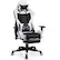 Front. Costway - Massage Gaming Chair Reclining Office Chair with Footrest - White + Black.