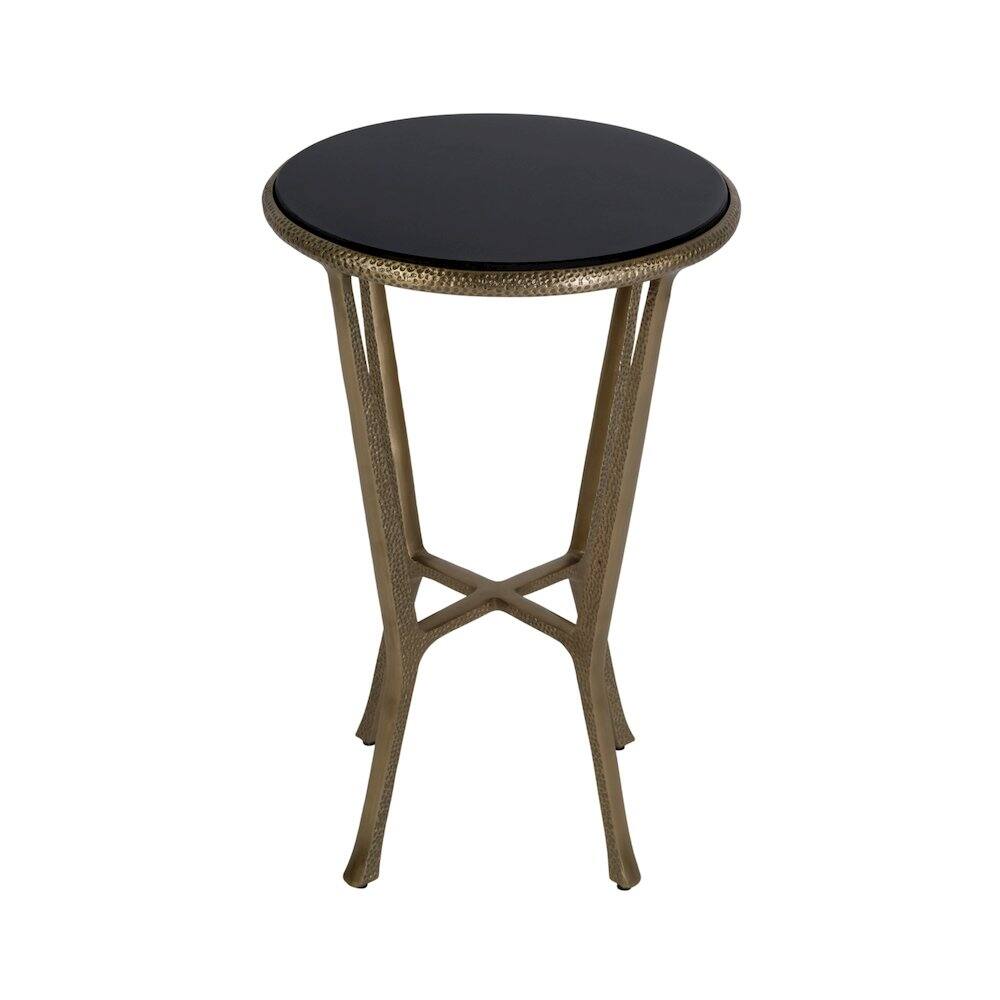 Alt View 1. Butler Specialty - Ivy 15.5 in. W Round Metal & Granite Side Table - Black,Antique Gold.