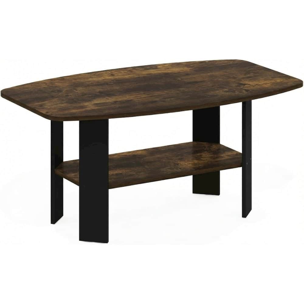 FurniFact - Amber Pine and Black Coffee Table with Minimalist Design and Durable Finish - Amber Pine/Black