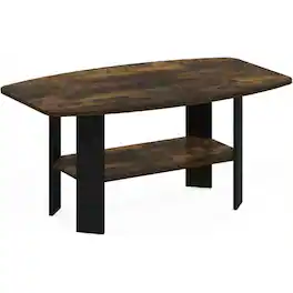 FurniFact - Amber Pine and Black Coffee Table with Minimalist Design and Durable Finish - Amber Pine/Black