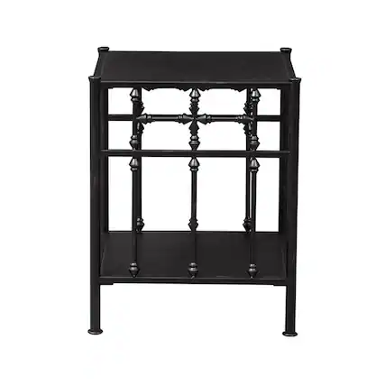 Front. Liberty Furniture Industries - Vintage Series Open Night Stand - Black in Distressed Metal - Black.