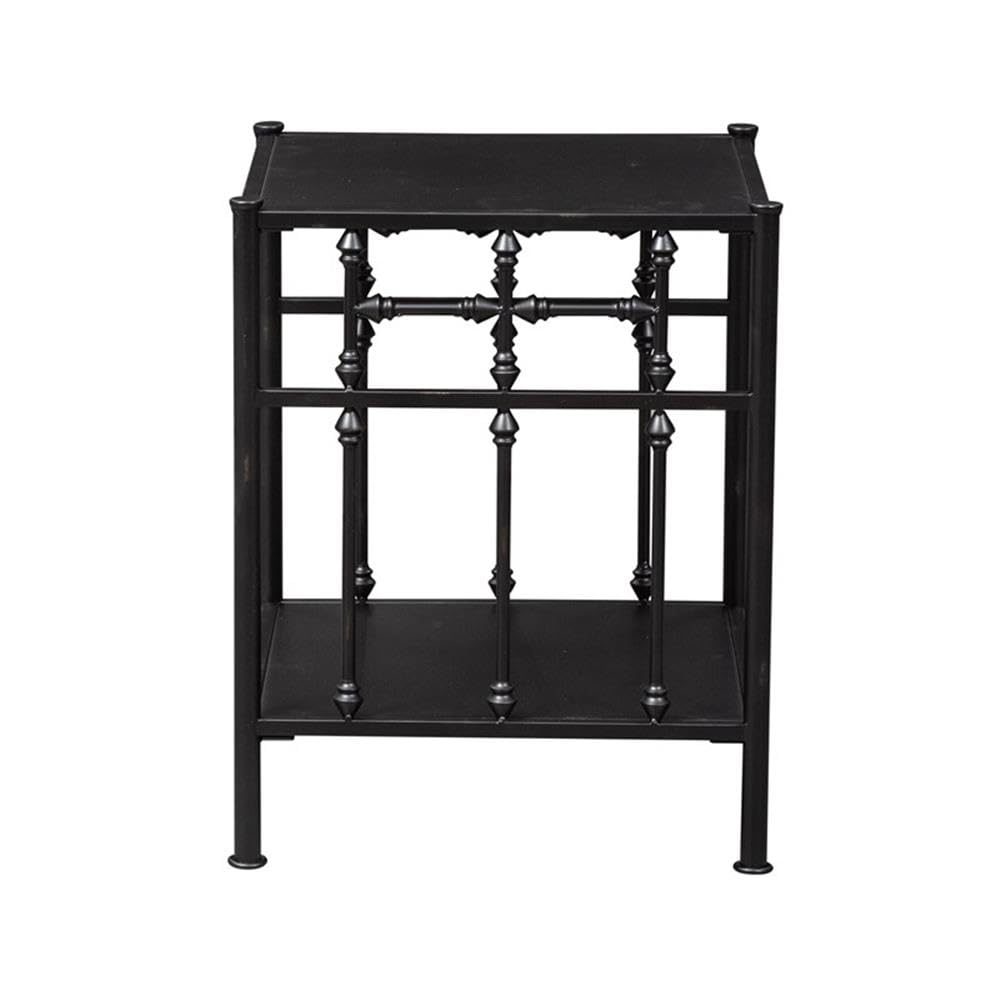 Front. Liberty Furniture Industries - Vintage Series Open Night Stand - Black in Distressed Metal - Black.