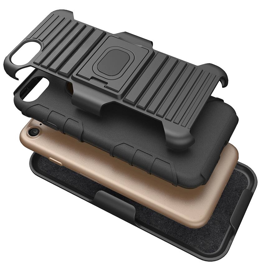 Alt View 9. Nakedcellphone - Combo for iPhone SE (2022, 2020), iPhone 8 - Ring Grip/Stand Case and Belt Clip Holster - Black.