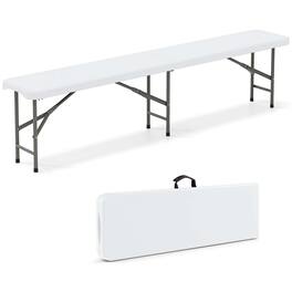 Costway - 6 ft Plastic Folding Bench with 1320 LBS Capacity Handle & Lock For Outdoor Picnic - White
