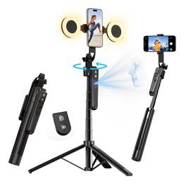 VEGA AUTOMOTIVE - 9 Auto Face Tracking Selfie Stick Tripod For With Light No App Rotation That Follows Your Movement Remote C - Default