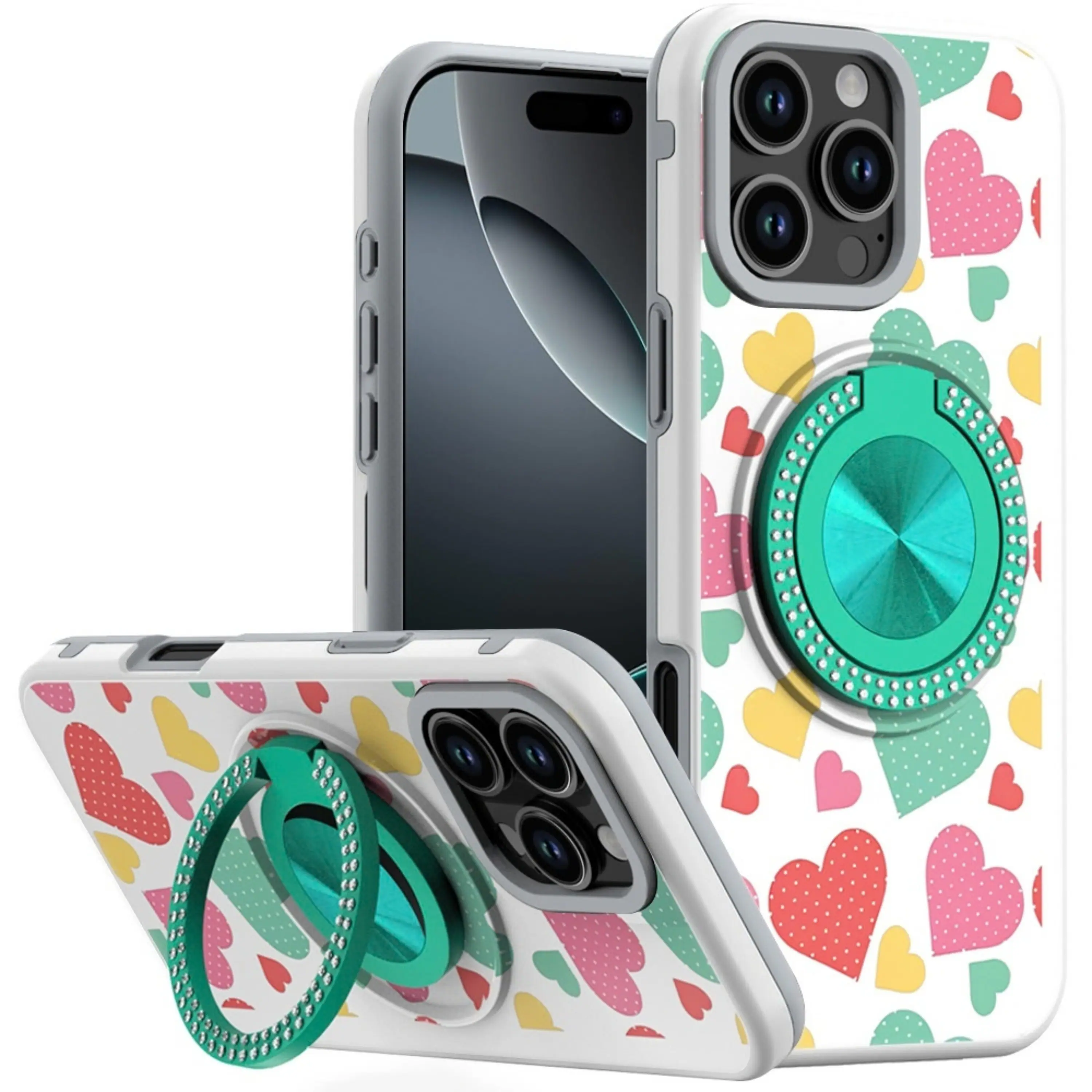 Kitcheniva Glitter 360 Rotating Ring Stand Phone Case With Tempered ...