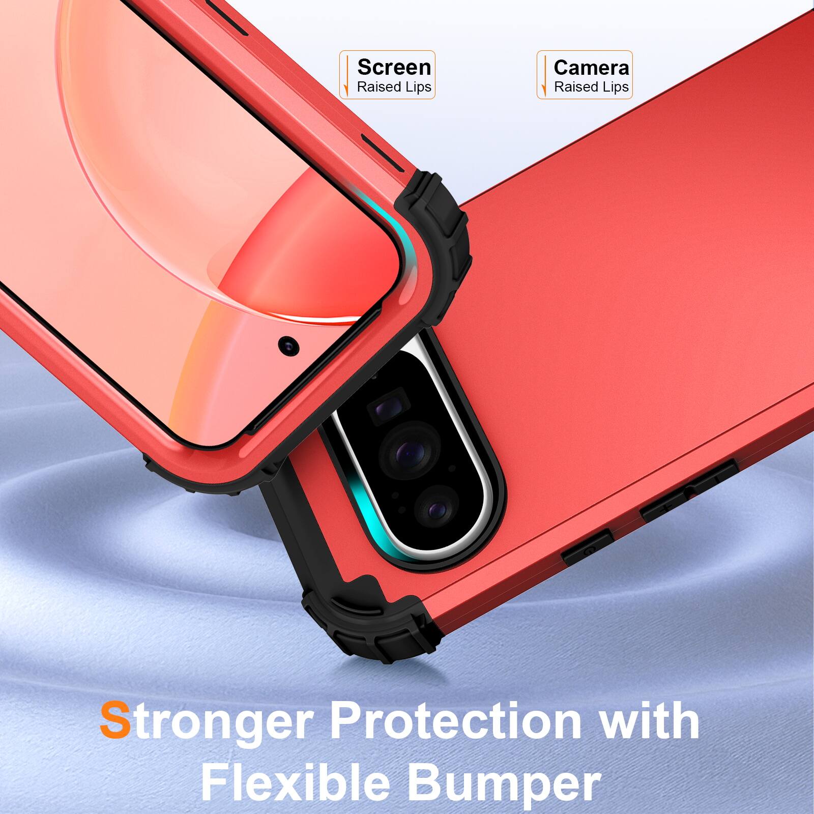 Screen Raised Lips  
Camera Raised Lips  
Stronger Protection with Flexible Bumper