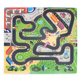 TriAction Toys - Sunta Play Mat DIY Race Track and Car | 9 Piece Set - Multicolored