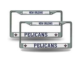 Rico Industries - New Orleans Pelicans NBA Chrome Metal License Plate Frame Set - Set of 2 Frames - Multi