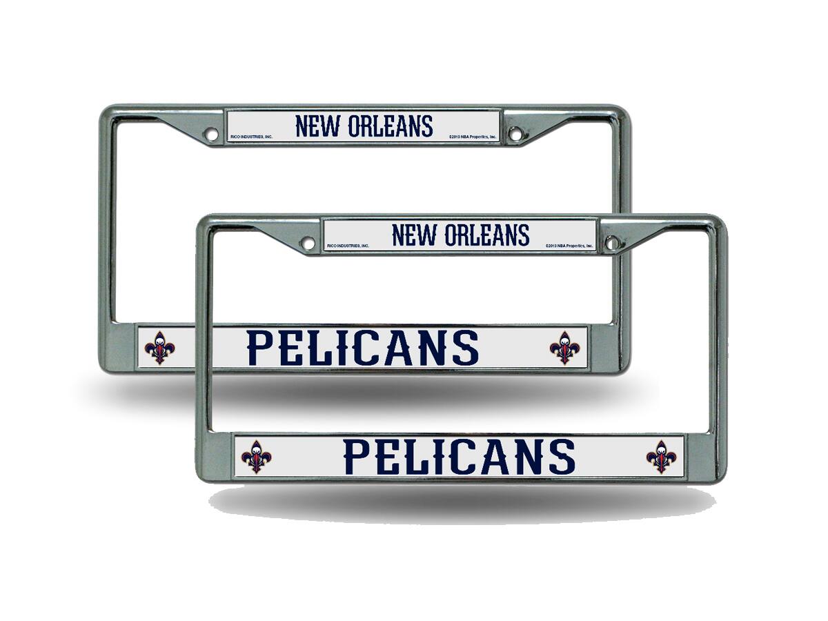 New Orleans Pelicans Chrome Metal License Plate Frame Set - Set of 2 Frames
