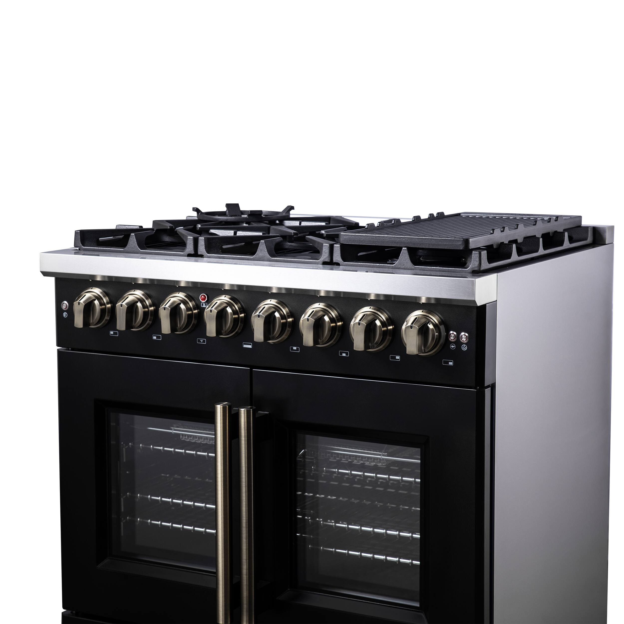 Alt View 7. Forno Appliances - Capriasca 5.36 Cu. Ft. Dual Fuel Range with French Door Design - Black.