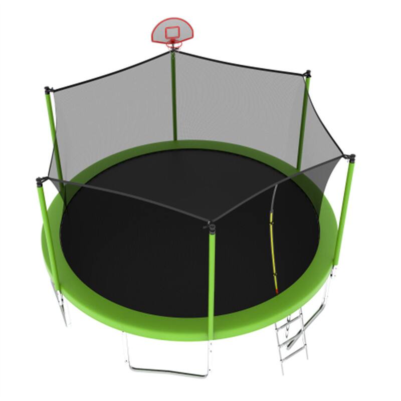 Alt View 6. HTUTWOO - Trampoline for Kids 14FT with Enclosure Net - Backyards Recreational Trampoline, Jumping Mat,Spring Cover Padding,Ladder - Green.