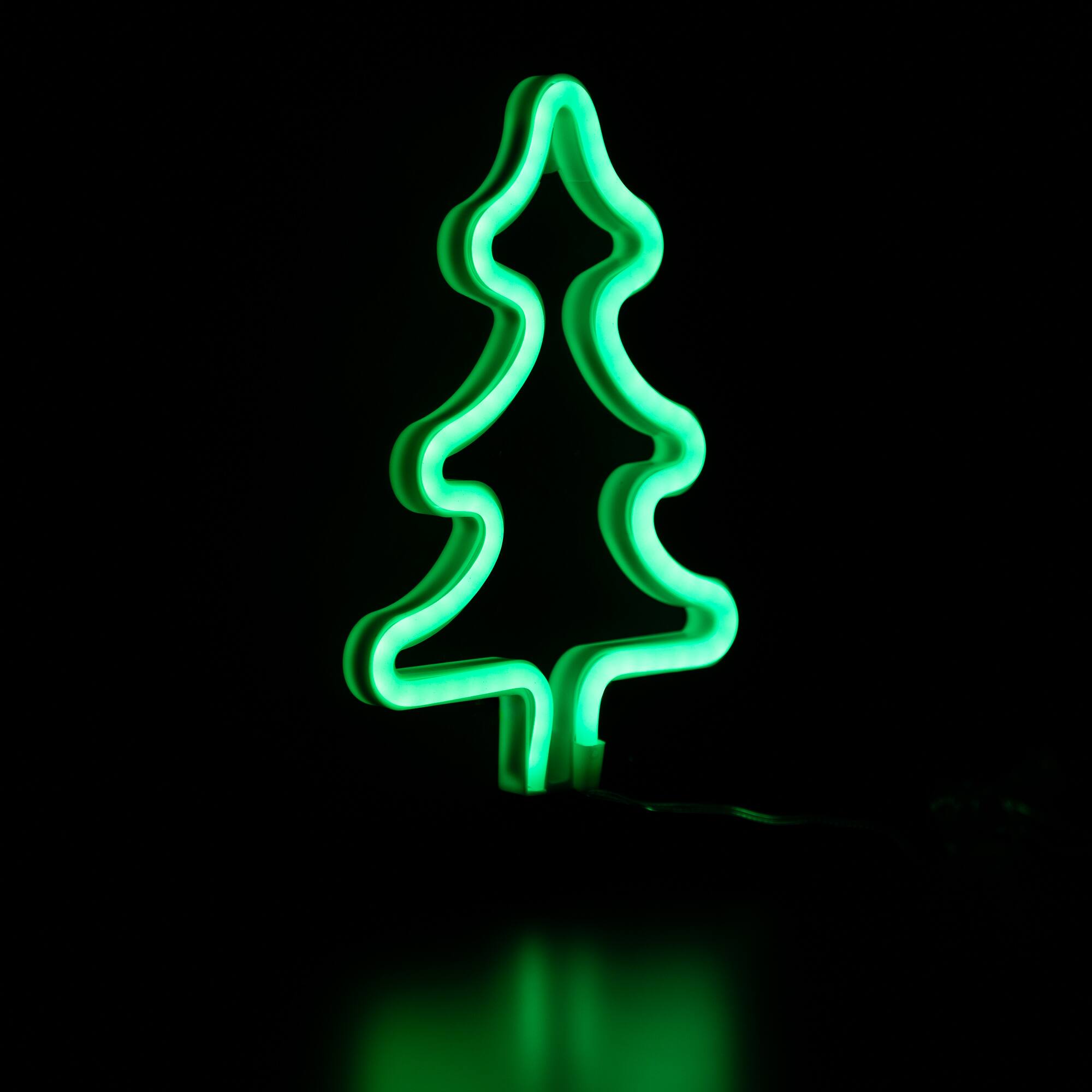 Alt View 5. Northlight - LED Christmas Tree Neon Lighted Decoration - 9.5" - Green - Green.
