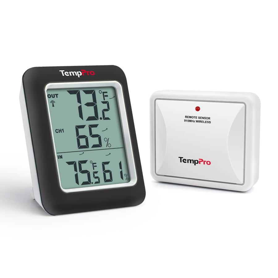 TempPro TP60SW Digital Hygrometer Indoor Outdoor Thermometer Wireless ...