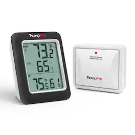 TempPro - TP60SW Digital Hygrometer Indoor Outdoor Thermometer Wireless Temperature and Humidity Monitor (Formerly ThermoPro) - Black