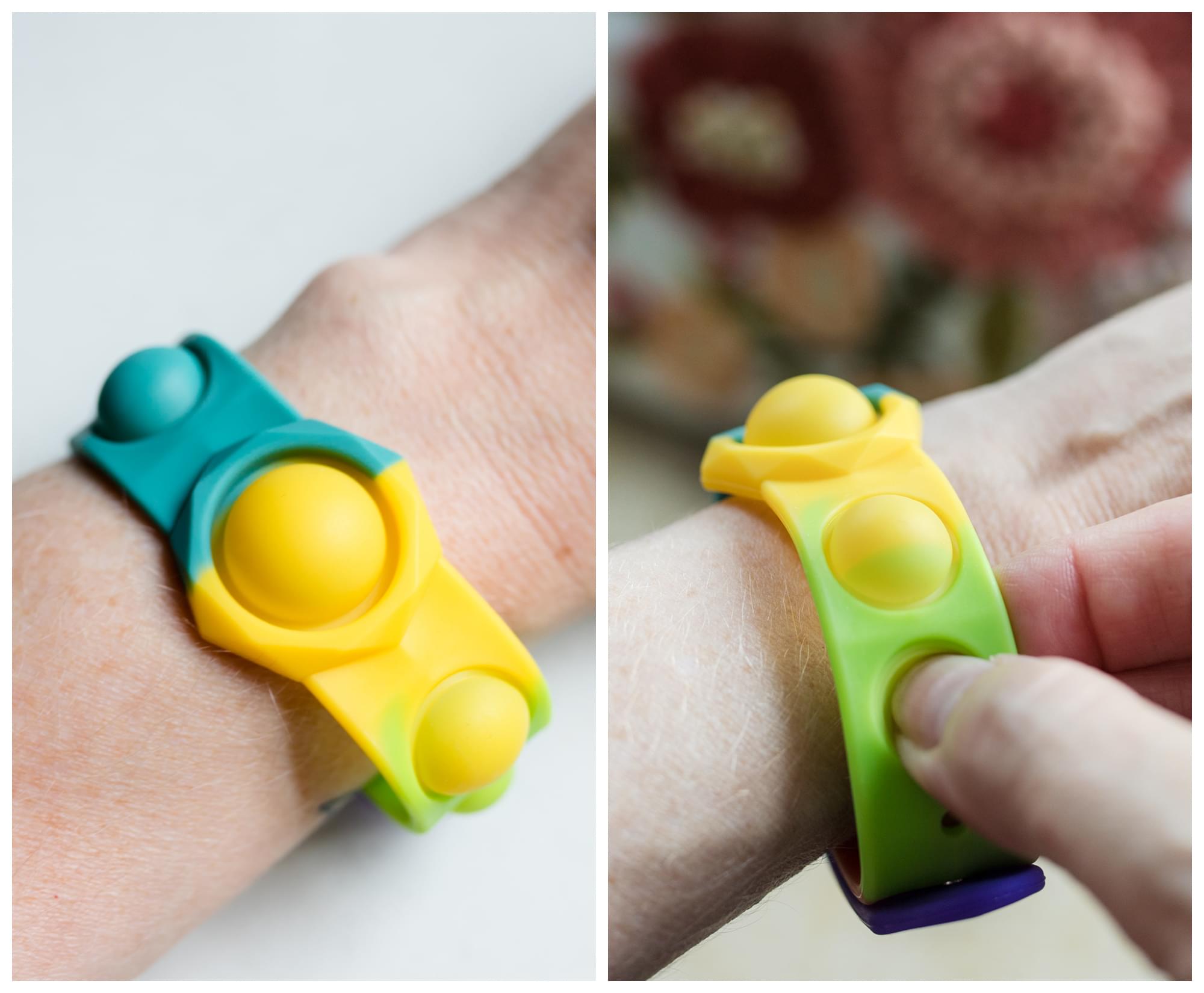Alt View 10. Toynk - Push Pop Fidget Toy 6-Button Bracelet | Rainbow - Rainbow.