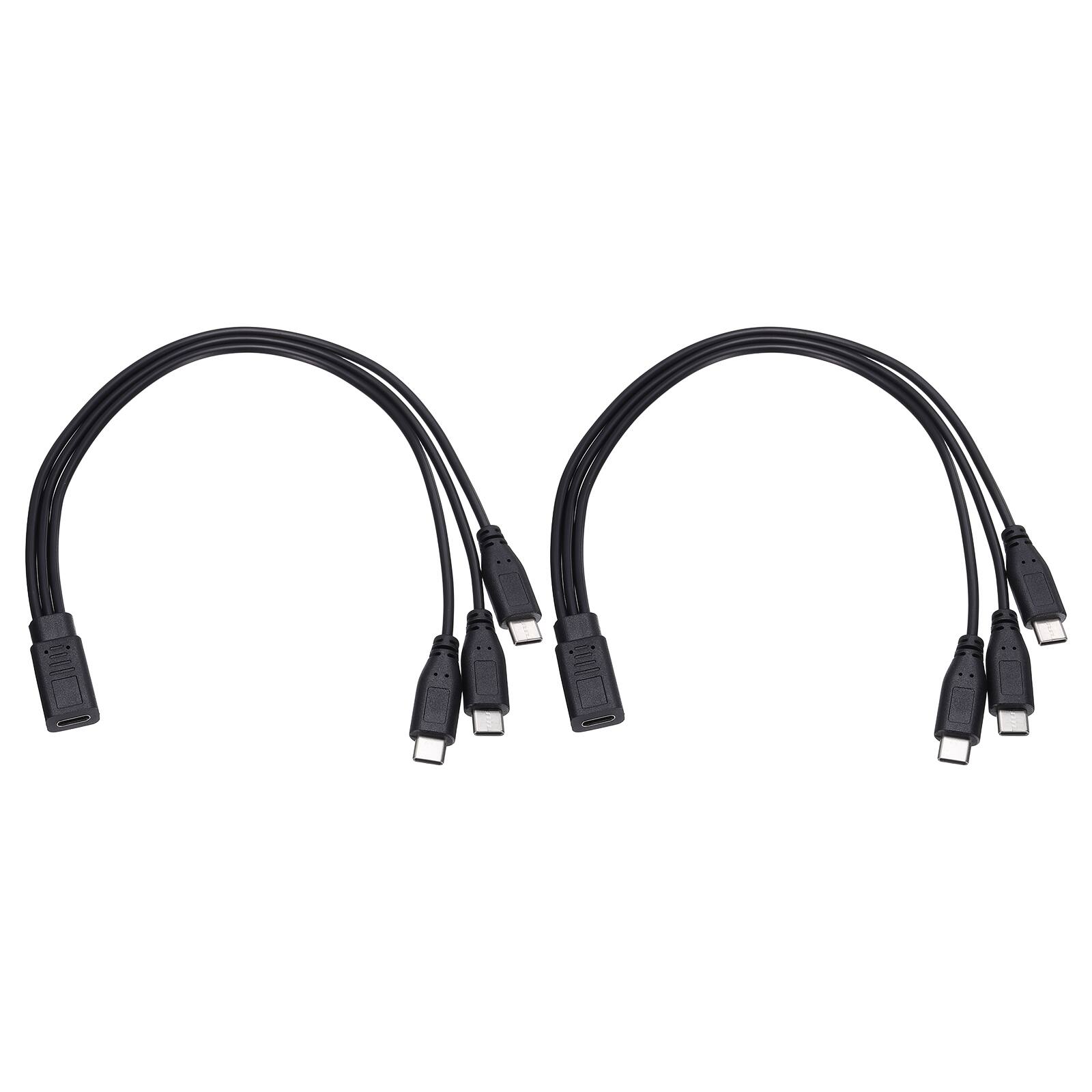 Front. Unique Bargains - 2pcs Type C 3-in-1 Splitter Charging Cable Cord 11.8" for Multi-Device - Black.