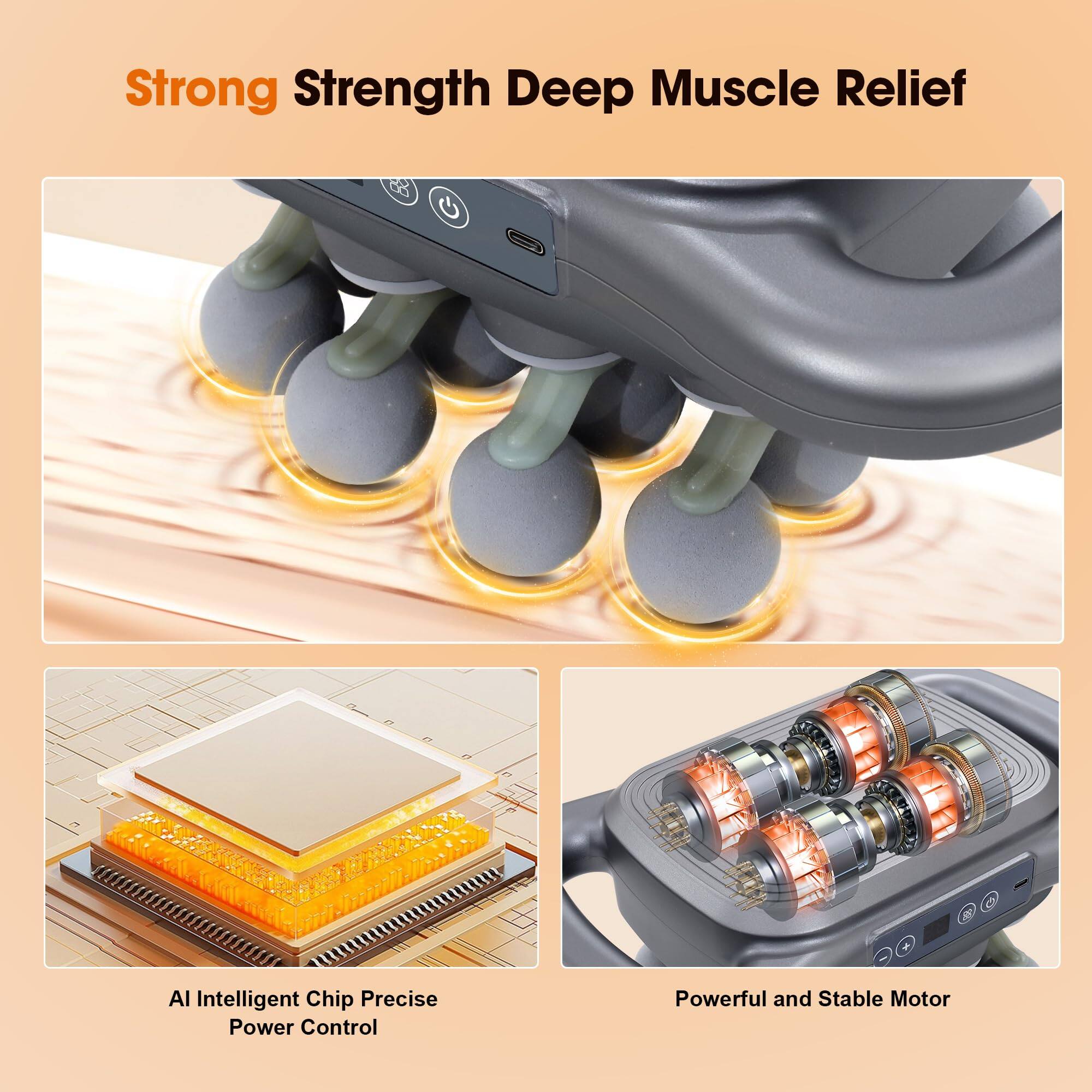 Strong Strength Deep Muscle Relief

AI Intelligent Chip Precise Power Control

Powerful and Stable Motor