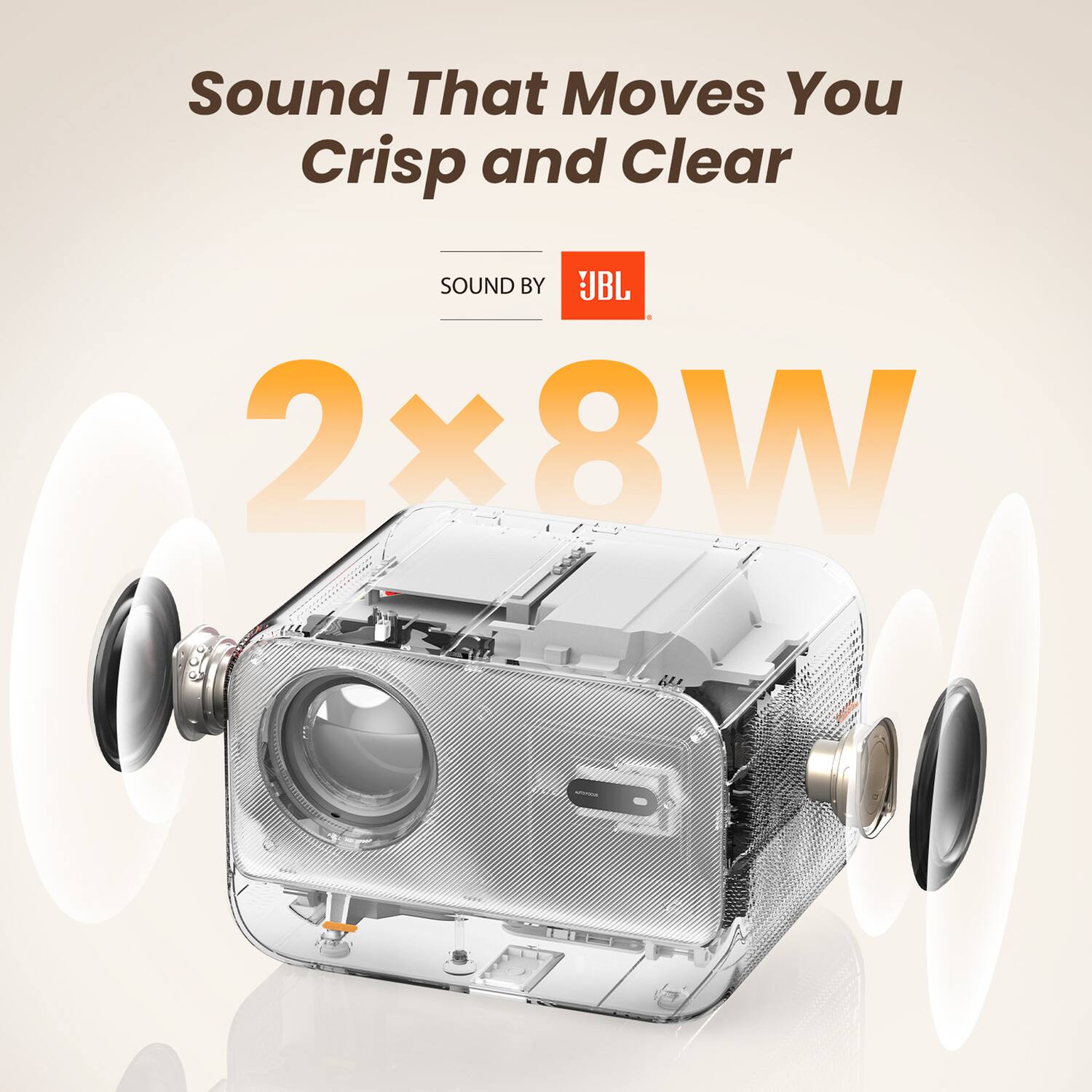 Sound That Moves You  
Crisp and Clear  

SOUND BY JBL  

2 x 8W