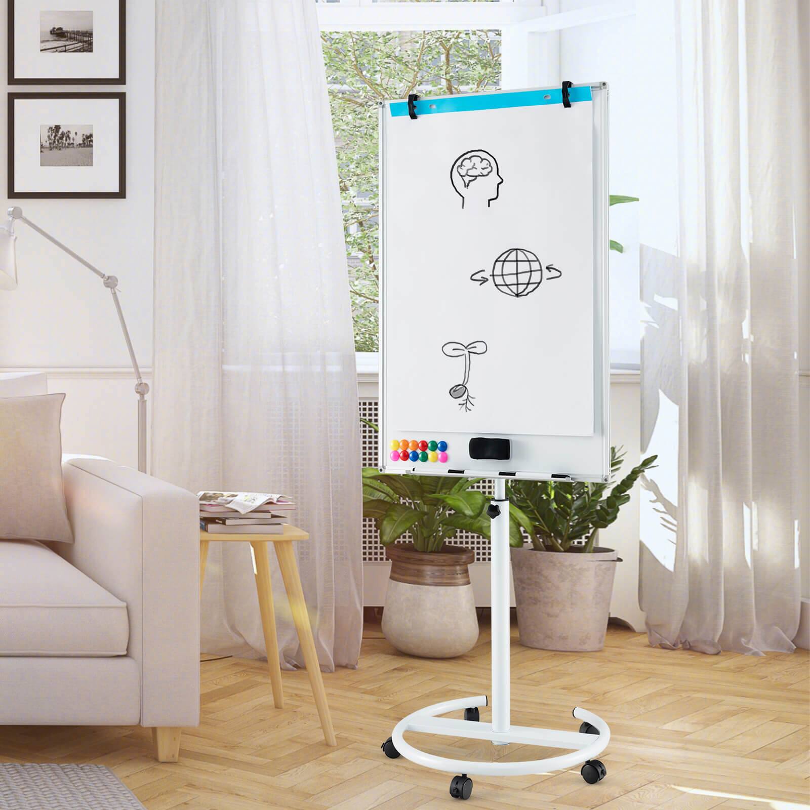 Alt View 4. Costway - Costway Mobile Whiteboard 40" x 26" Height Adjustable Magnetic Dry Erase Board with Stand - White.