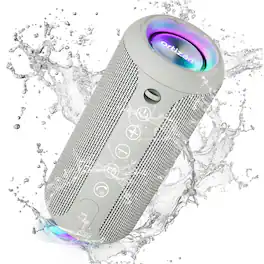 Ortizan - Bluetooth Speaker, IPX7 Waterproof,TWS Stereo Pairing, 30 Hours Playback for Camping, Beach, Workout & Bathroom - Gray