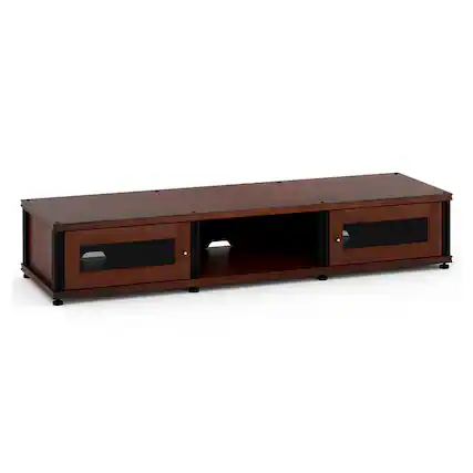 Front. Salamander Designs - Salamander Designs Synergy 132 Triple AV Cabinet (Walnut with Black Posts) - Walnut/Black.
