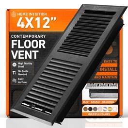 Home Intuition - 4X12 Floor Vent Covers with Mesh Cover Trap, Heat and Air, Floor Vent for HVAC Duct, Contemporary - Matte Black