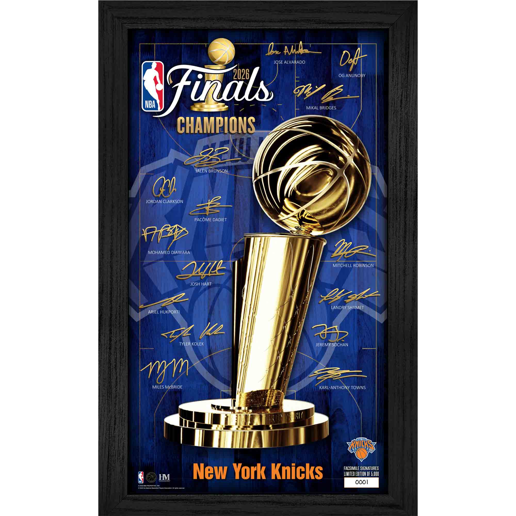 New York Knicks 2026 NBA Eastern Conference Champions Framed Facsimile Team Signatures Print - Limited Edition of 5,000