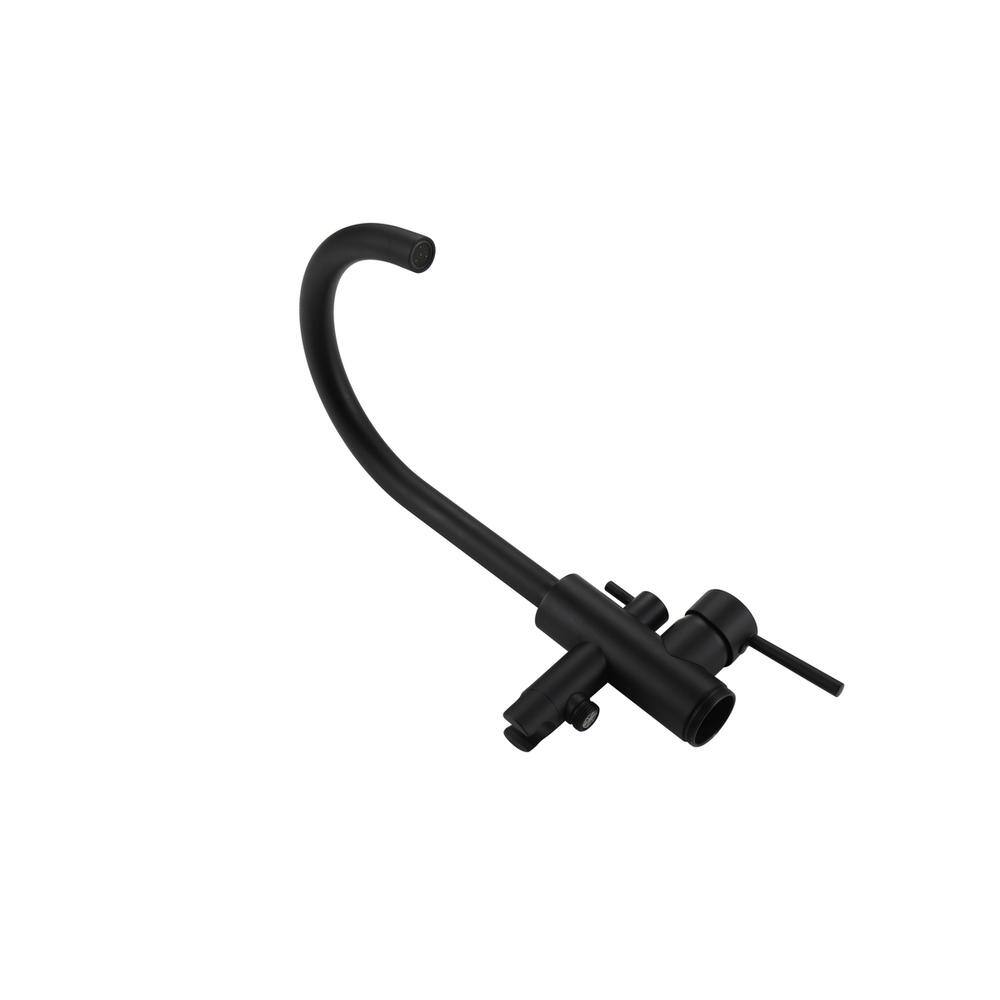 Left. Elegant Kitchen and Bath - Steven Floor Mounted Roman Tub Faucet with Handshower in Matte Black - Matte Black.