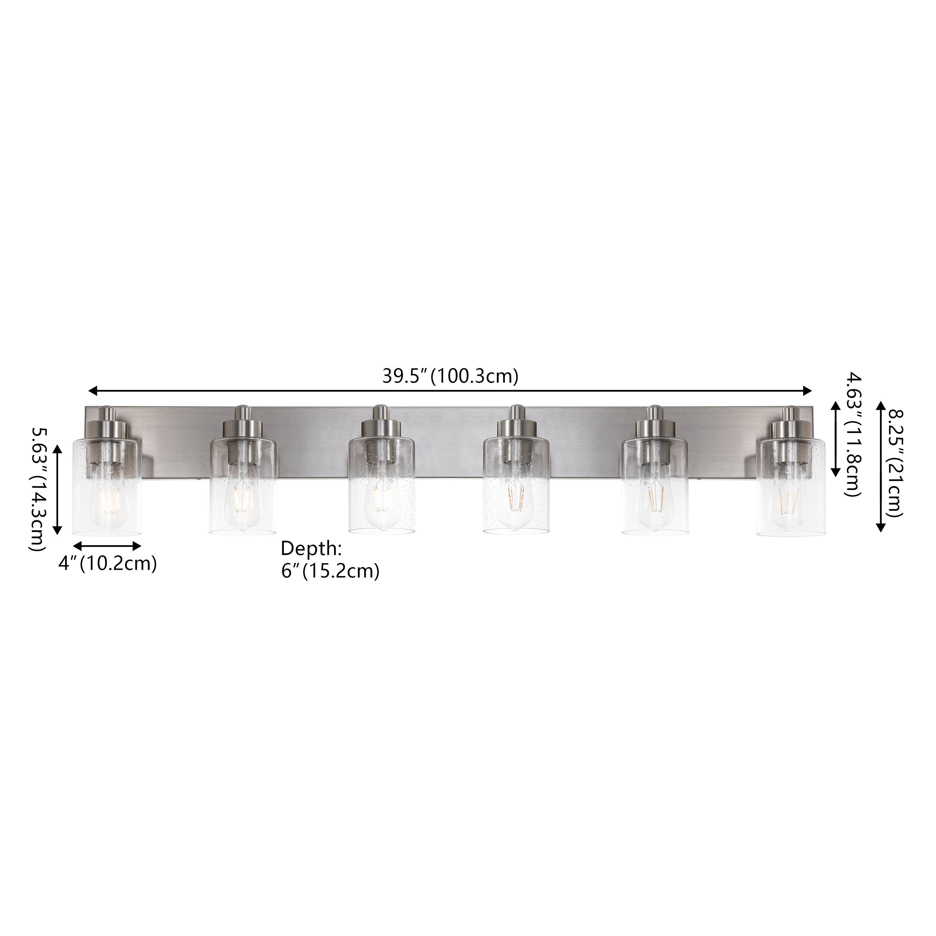 5.63" (14.3cm)  
4" (10.2cm)  
39.5" (100.3cm)  
Depth: 6" (15.2cm)  
4.63" (11.8cm)  
8.25" (21cm)