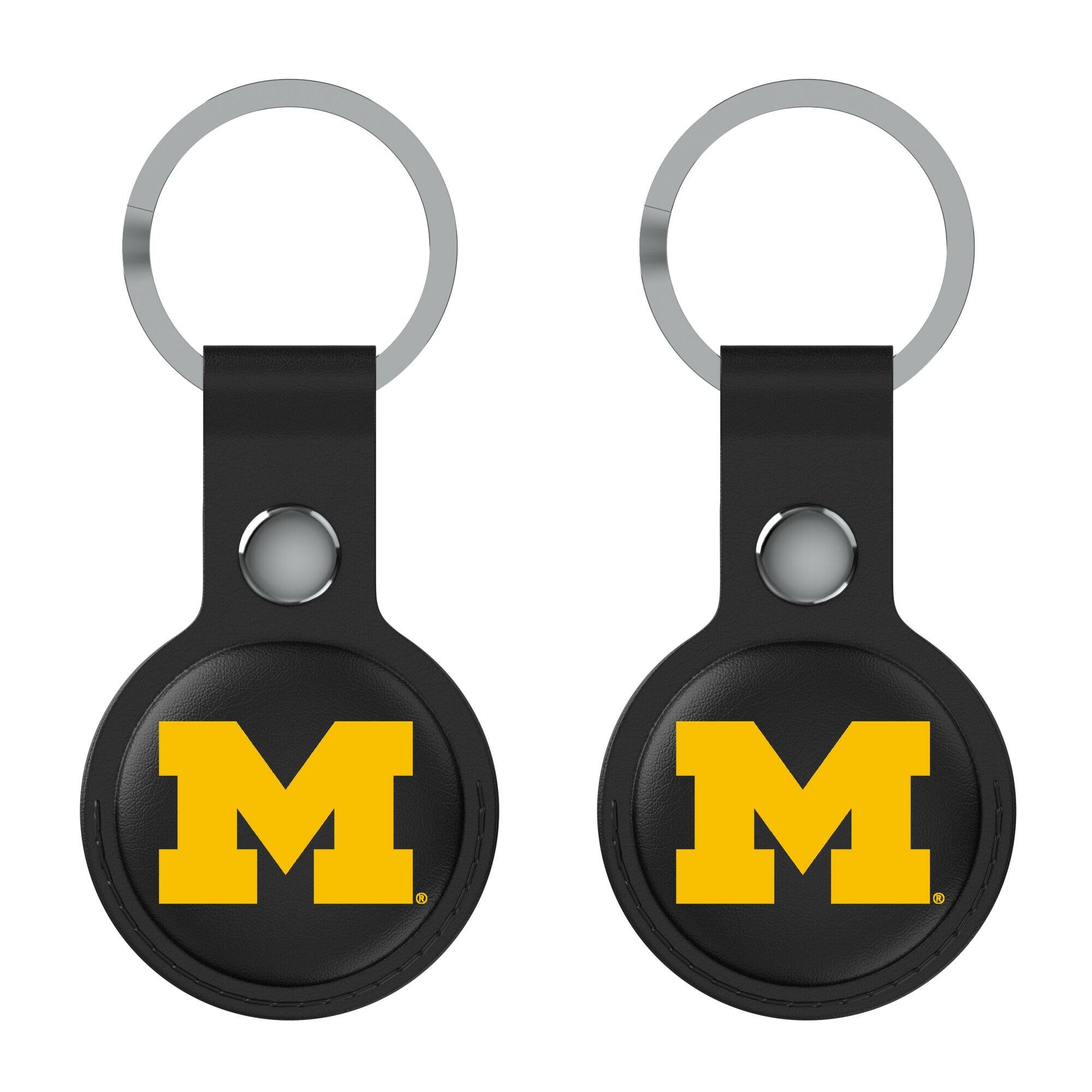 Front. Keyscaper - Black Michigan Wolverines Two-Pack AirTag Holders - No Size - Black.