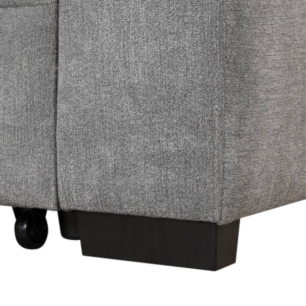 Alt View 3. LUCKY ONE - 84.75" 2-in-1 Pull-Out L-Shape Sleeper Sofa Bed w/ Storage Ottoman for Apartment - Gray.