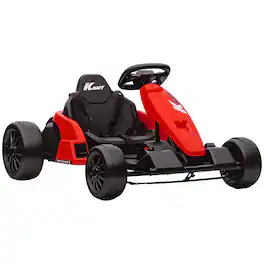 Qaba - Electric Go Kart with Dual 150W Motors, Adjustable Seat & 11.2MPH High Speed, Slow Start - Red