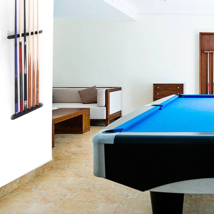 Alt View 2. GSE Games & Sports Expert - 2-Piece Wood 6 Billiard Pool Cue Rack Wall Mounted Holders, Pool Cue Sticks Wall Rack Set - Black - Black.