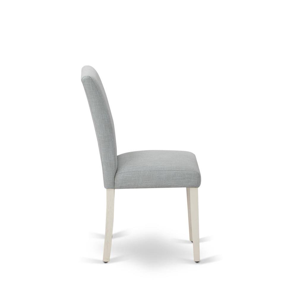 Alt View 1. East West Furniture - Set of 2 - Wood Chairs- Modern Chairs Includes Wirebrushed Linen White Wood Structure with Baby Blue Linen Fabric Seat - Wirebrush Linen White.