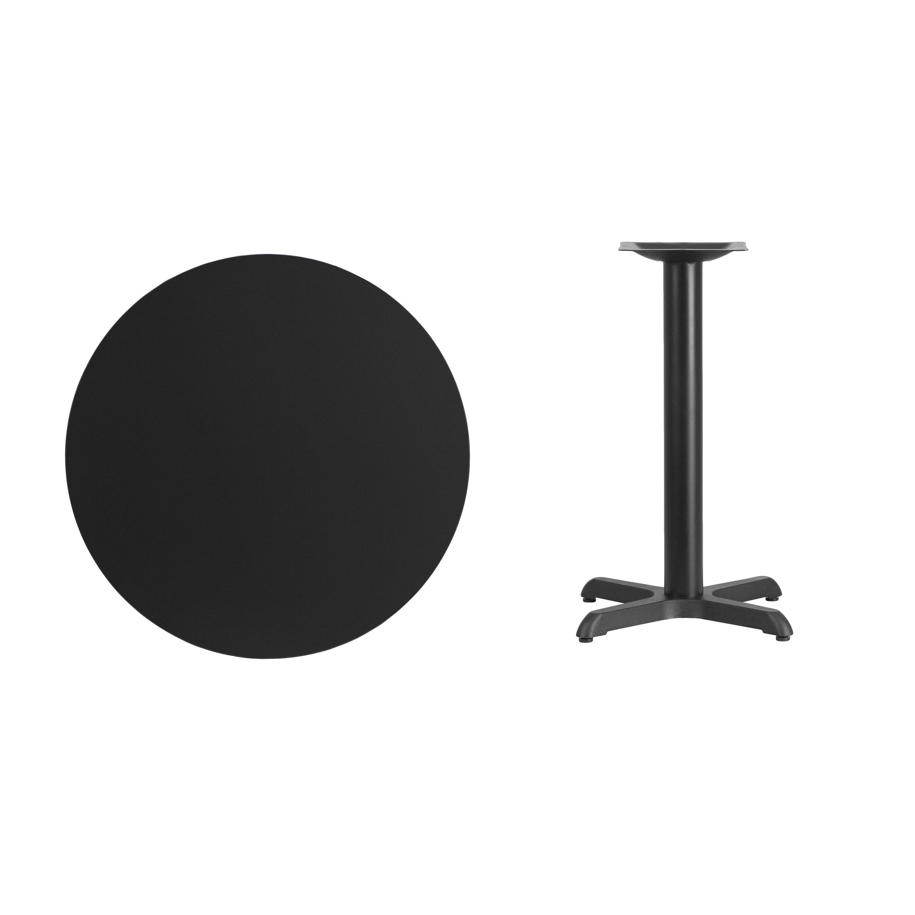 Alt View 2. Emma + Oliver - 30" Round Laminate Table Top with 22"x22" Table Height Base - Black.