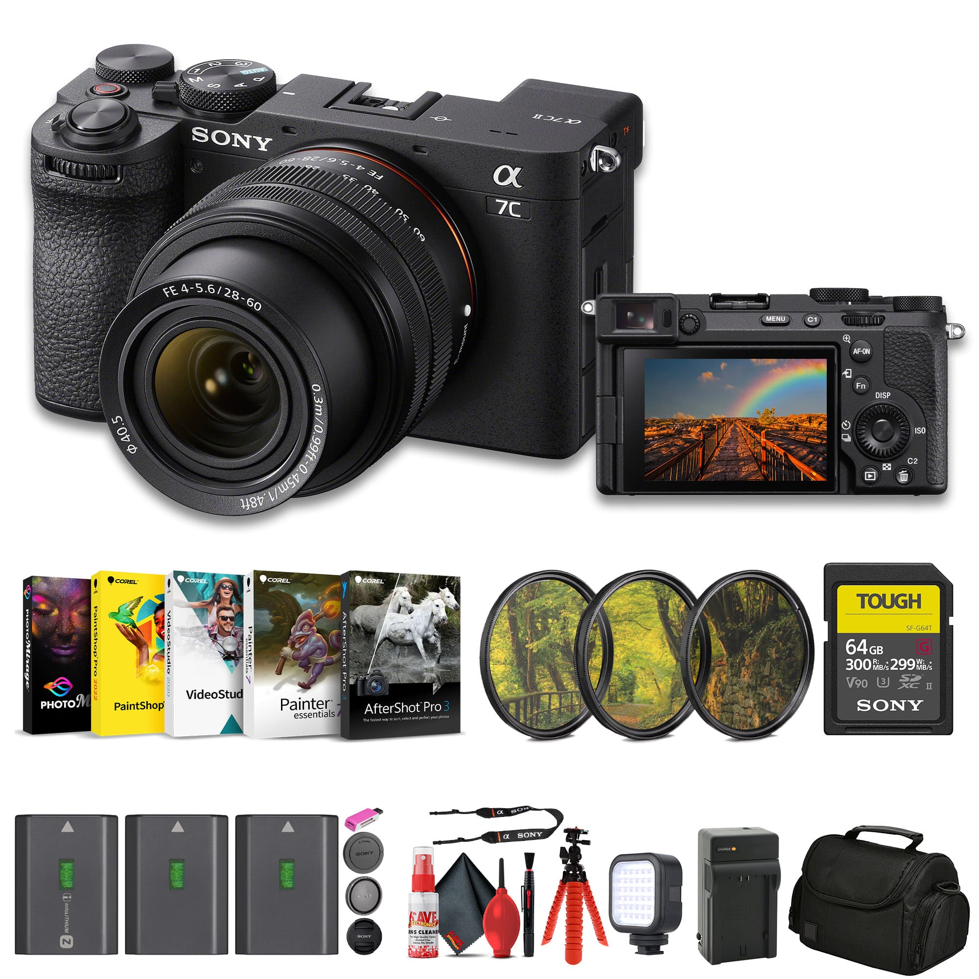 Sony - a7C II Mirrorless Camera with 28-60mm Lens (ILCE-7CM2L/B) + 64GB SF-G Tough Card Bundle (International Version)