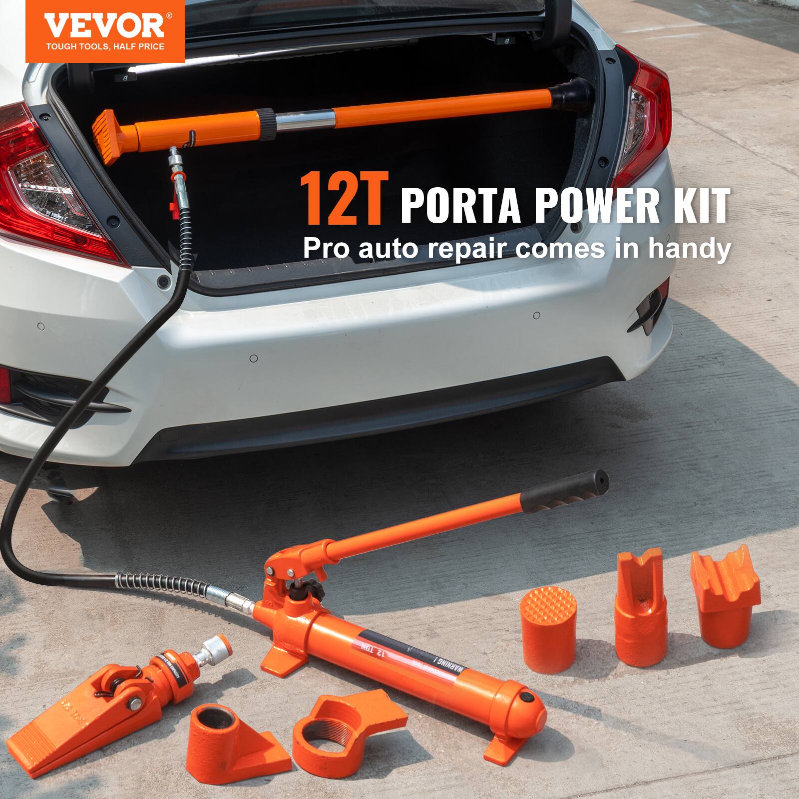 VEVOR TOUGH TOOLS. HALF PRICE 12T PORTA POWER KIT Pro auto repair comes in handy