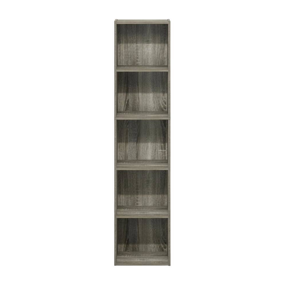 Alt View 1. FurniFact - Rustic French Oak 5-Tier Open Shelf Bookcase with Durable Wood Construction - French Oak.