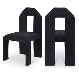 Meridian Furniture - Bennett Chenille Fabric Dining Chair, Set of 2 - Black