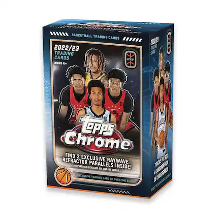 Sure, here is the corrected and grouped text from the image:
---
**Basketball Trading Cards**
**2022/23 Trading Cards**
**Ages 6+**
**Topps Chrome**
**Find 2 Exclusive Raywave Refractor Parallels Inside!**
**No Purchase Necessary. See Side for Details.**
**Exclusive Trading Card of Overtime Elite**
**7 Packs per Box**
**4 Cards per Pack**
**28 Cards per Box**
**Overtime Elite**
**Topps**
**Chrome**
**Raywave Refractor Parallels Inside!**
**Overtime Elite**
**Topps**
**Chrome**
**Raywave Refractor Parallels Inside!**
**Overtime Elite**
**Topps**
**Chrome**
**Raywave Refractor Parallels Inside!**
**Overtime Elite**
**Topps**
**Chrome**
**Raywave Refractor Parallels Inside!**
**Overtime Elite**
**Topps**
**Chrome**
**Raywave Refractor Parallels Inside!**
**Overtime Elite**
**Topps**
**Chrome**
**Raywave Refractor Parallels Inside!**
**Overtime Elite**
**Topps**
**Chrome**
**Ray
