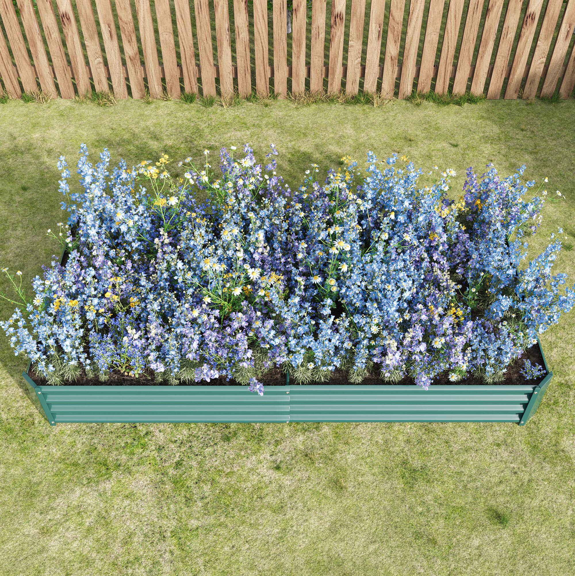 Alt View 7. PAIHOME - Metal Raised Garden Bed, 7.6x3.7x0.98 ft Rectangle Raised Planter for Flowers Plants, Vegetables Herb, Garden Decor - Green.