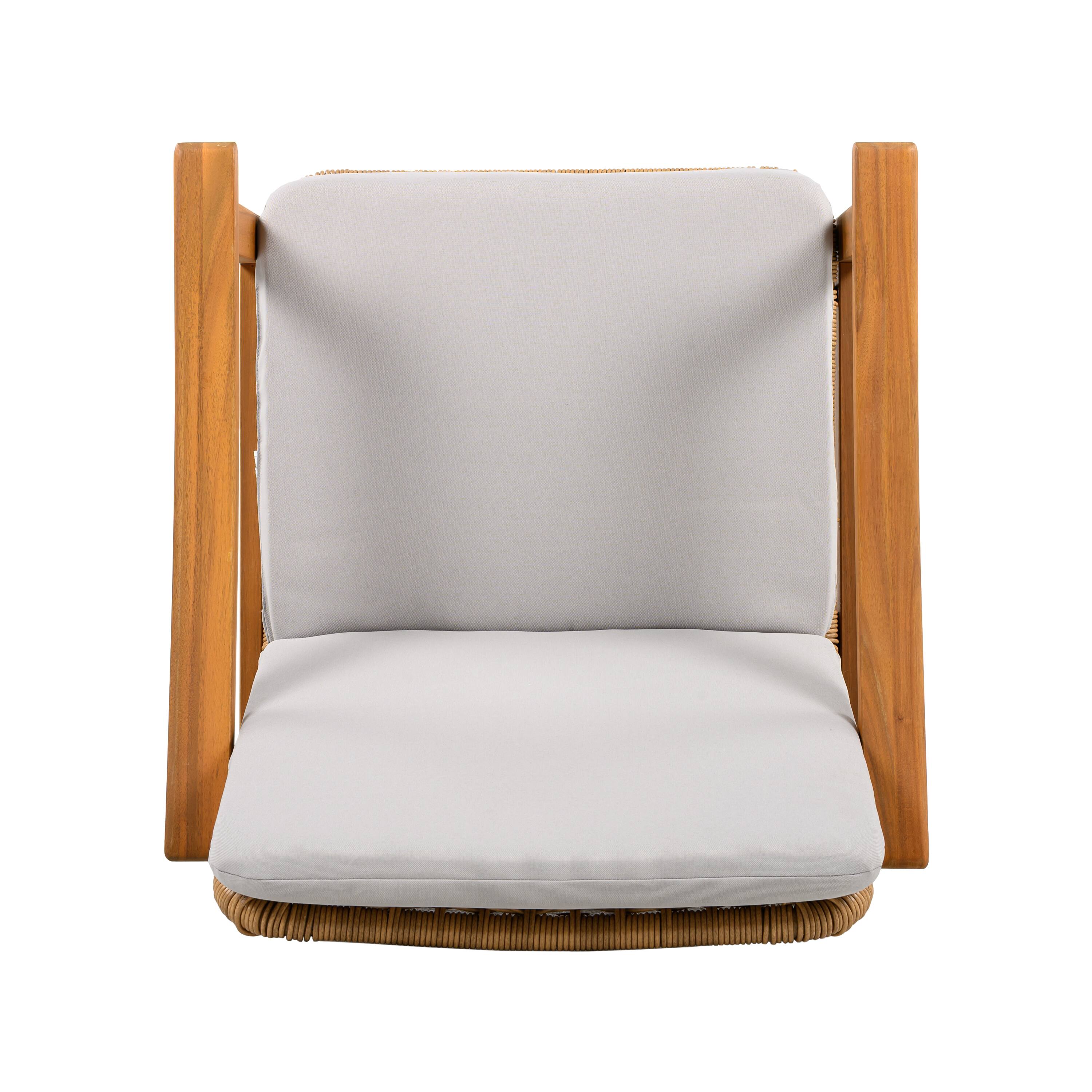 Alt View 4. Mondawe - Set of 2 Acacia Wood Outdoor Dining Chairs with Waterproof Cushions - Grey.
