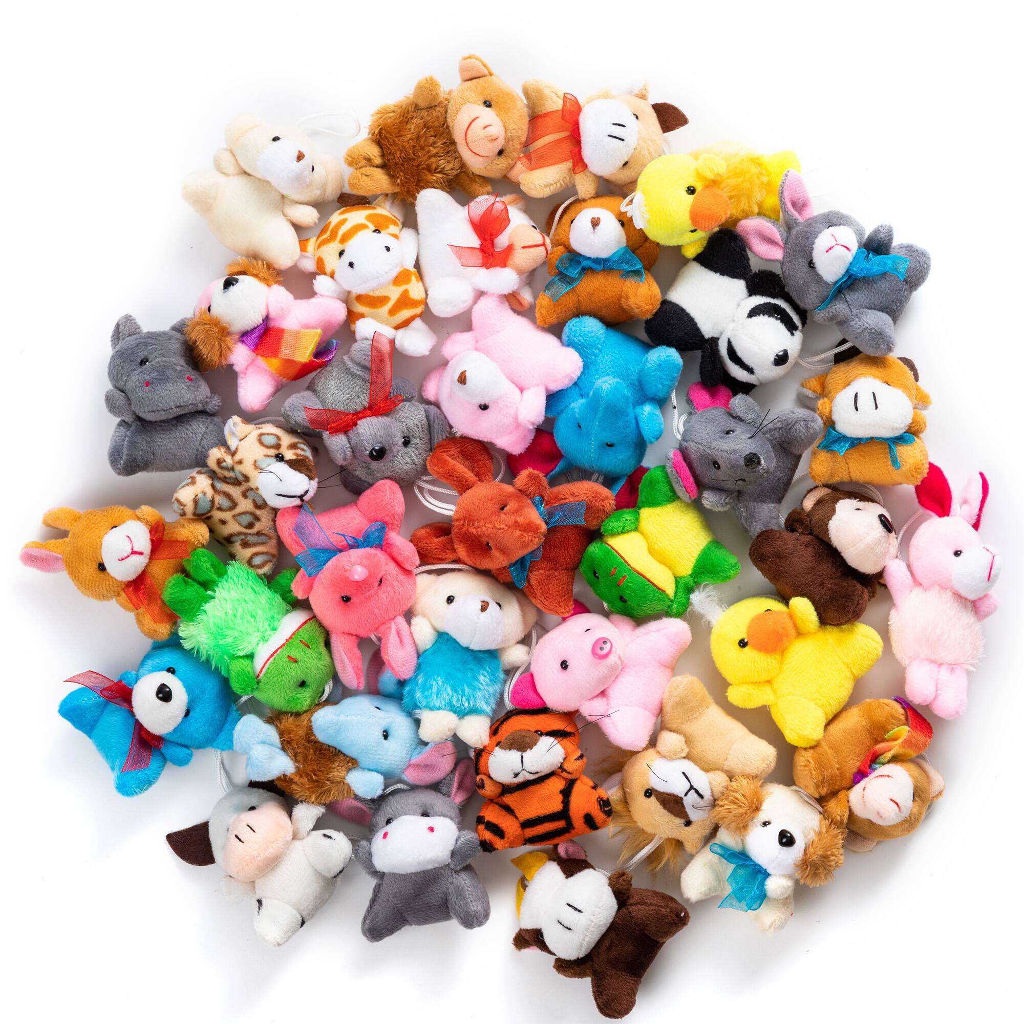 Left. Joyfy - 36Pcs Kids Mini Plush Animal Toy Set Bulk Stuffed Keychain Party Favors Decoration Toys Carnival Prizes Birthday Gift.