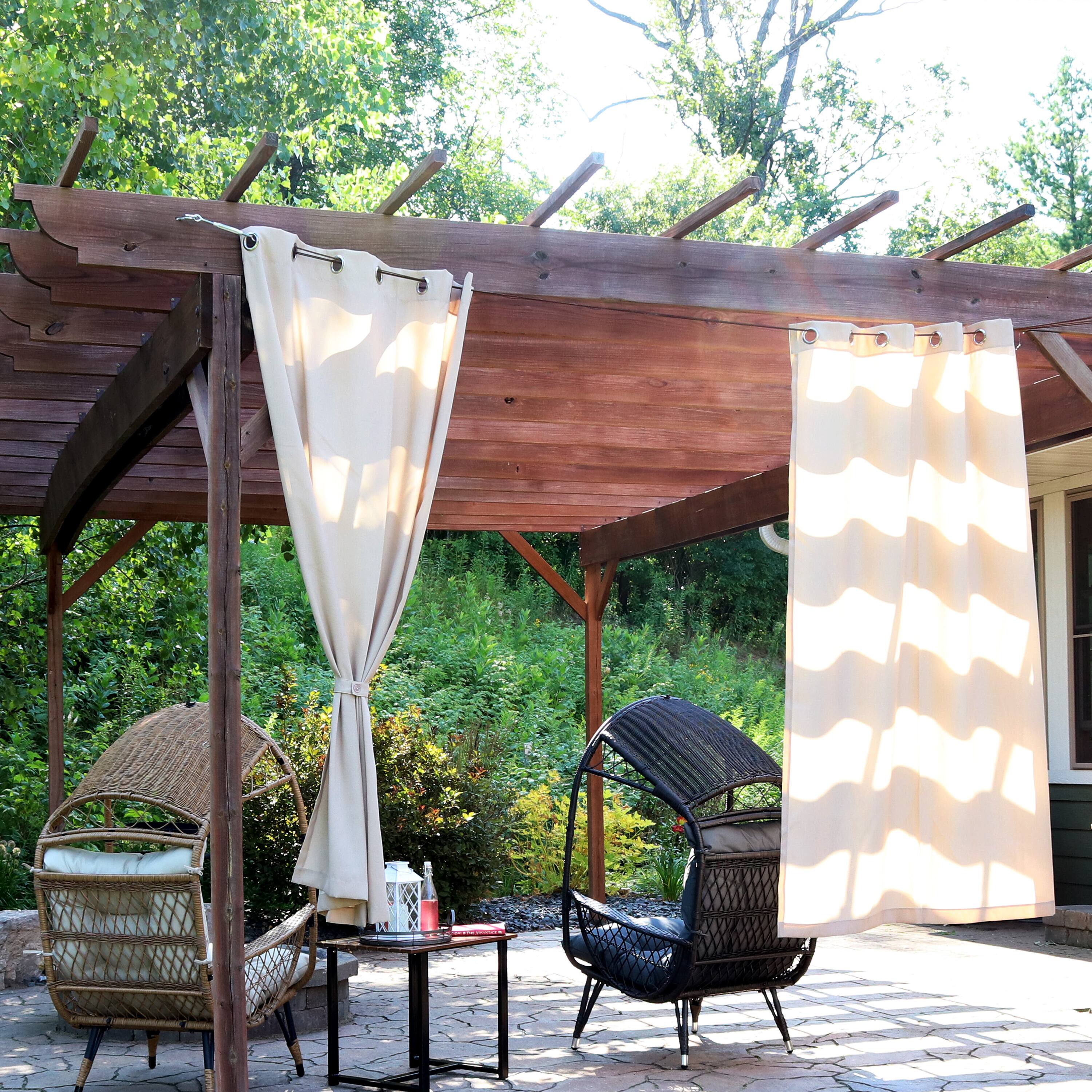 Alt View 8. Sunnydaze - Simple Outdoor Curtain Panel - 52 in x 84 in - Set of 2 - Beige.